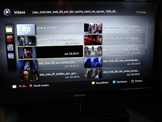 Samsung TV-Mediaplayer stellt Netzwerkinhalt da / (c) NormCast.de