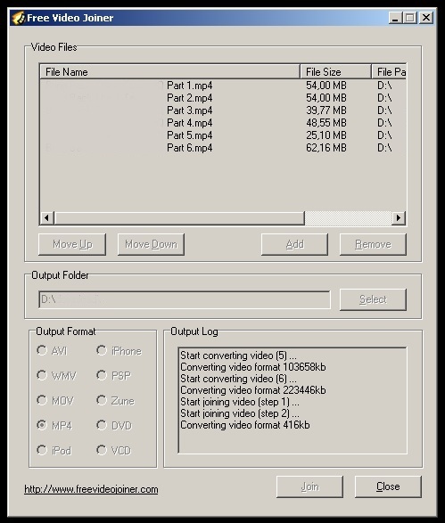 Screenshot 'Free Video Joiner' by NormCast.de