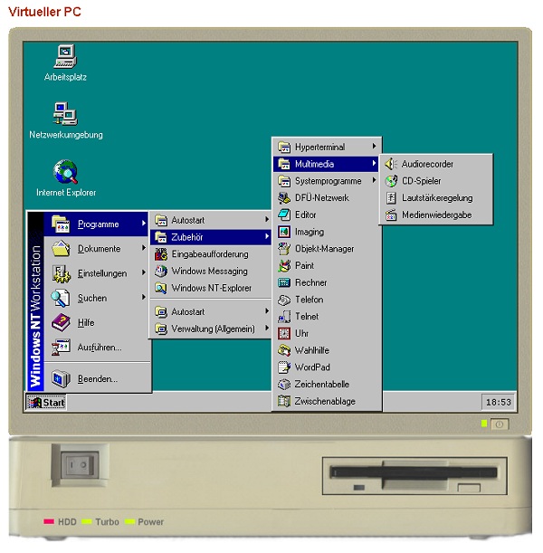 Der Virtuelle PC auf Winhistory.de mit Windows NT 4.0 / Screenshot by NormCast.de