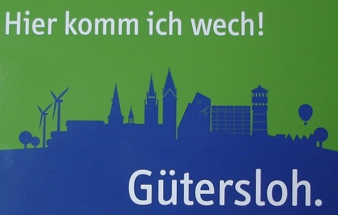 Postkarte 'Hier komm ich wech!' / Herausgeber: Guetersloh Marketing GmbH