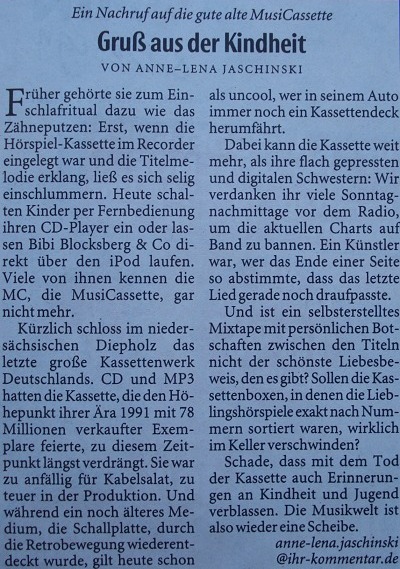 Kommentar aus der 'Neuen Westfaelischen' vom 23.10.2010